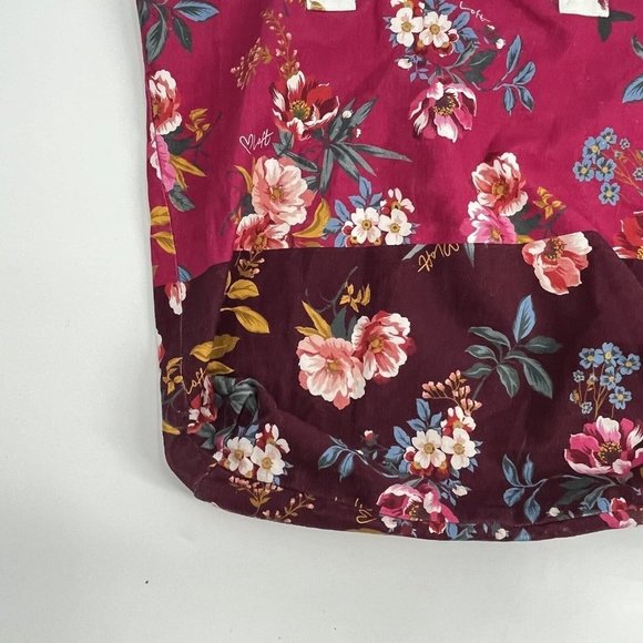 Loft Red Floral Canvas Tote Bag Cotton - Picture 6 of 6